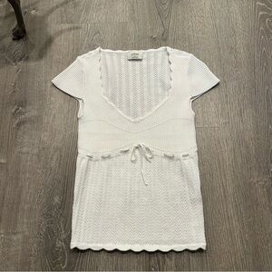 Never worn Aritzia wilfred white knit pointelle short sleeve top soloist